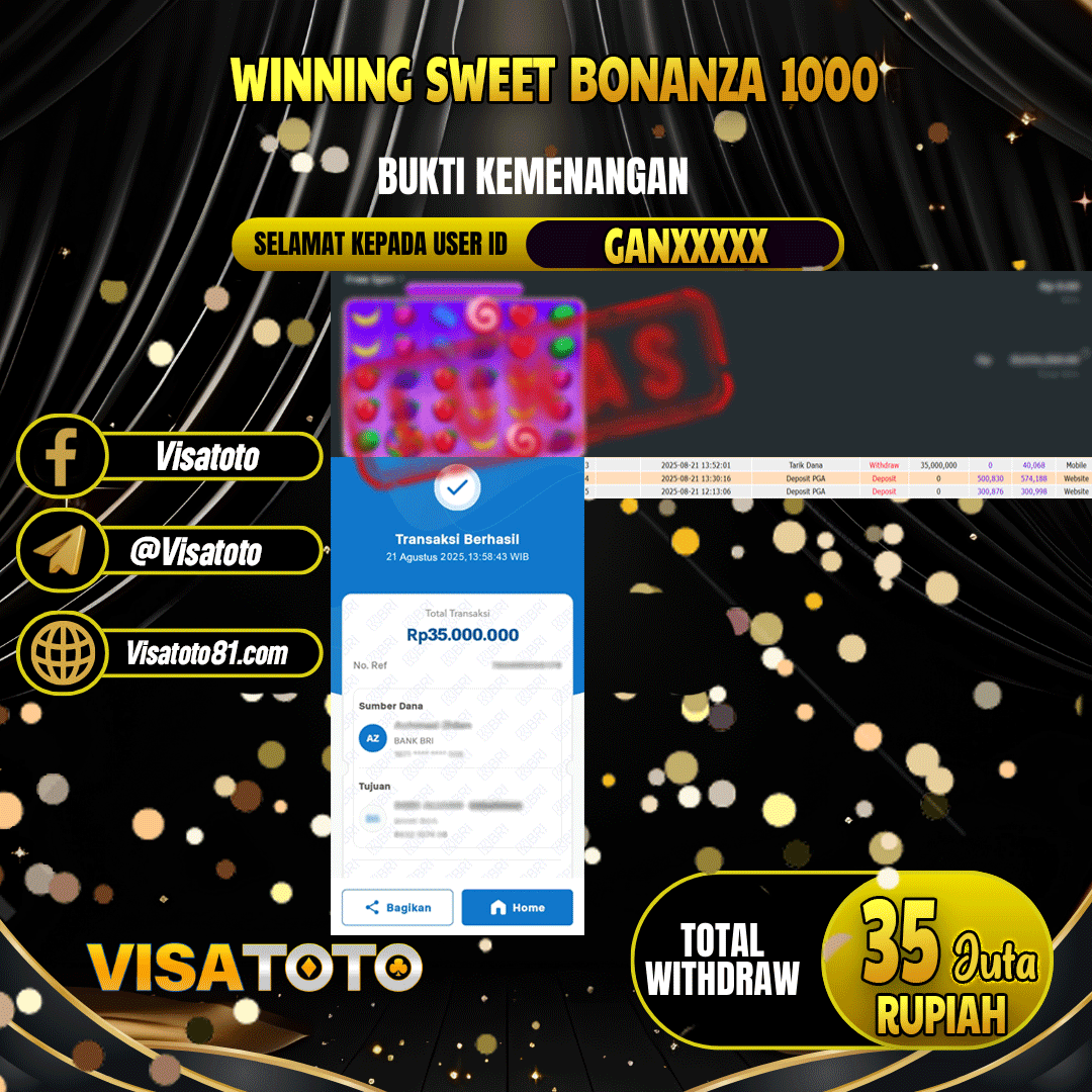 VISATOTO JACKPOT SLOT SWEET BONANZA 1000 RP.35.000.000,- LUNAS USER ID GAN***